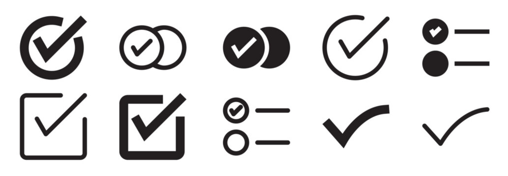 check box icon set line and solid style for multiple selection