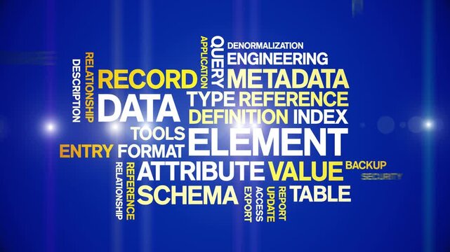 Data Element animated word cloud-text design animation tag kinetic typography seamless loop.