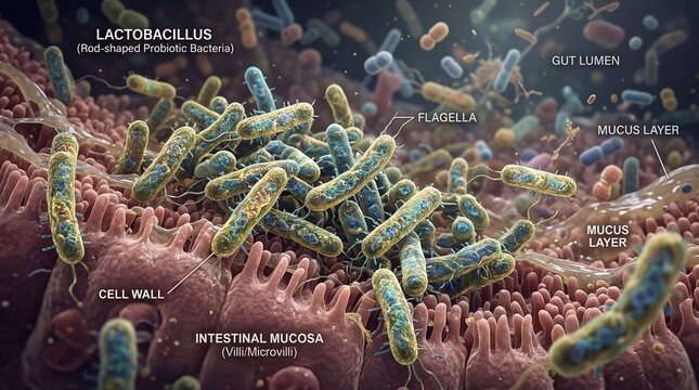  Microscopic of Probiotics Bacteria, lactobacillus bacteria