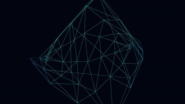 Seamless 4K loop of a Hologram Sci-Fi Micro Component. A 3D Isometric Bismuth crystal form undergoing a Structural Breathe via Sine Wave Displacement. Perfect for CAD visualization and UI overlays.