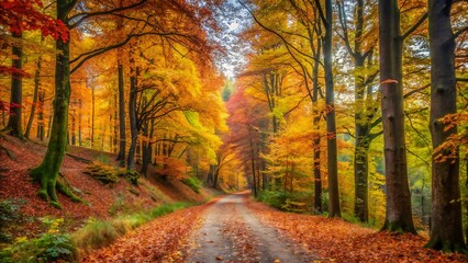 Fototapeta premium Forest Trail In Autumn Colors