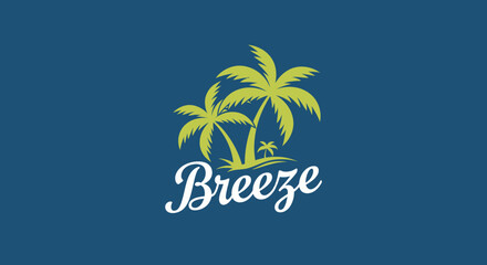 Tropical Breeze Logo with Palm Trees and Island Theme.