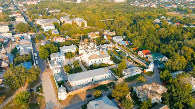 Murom, Russia. Cathedral of the Annunciation of the Blessed Virgin in the Annunciation Monastery. Drone footage, Point of interest
