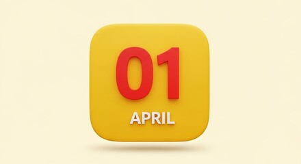 A yellow calendar icon displaying the first day of April.