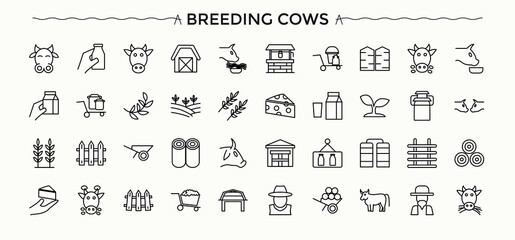 Milk Products icon set. Containing dairy, dairy foods, dairy farm and more. Dairy Farm icon. Collection for mobile and web apps. Pixel perfect. Editable vector.