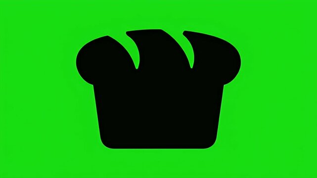 Black silhouette of a bread loaf on a bright green background
