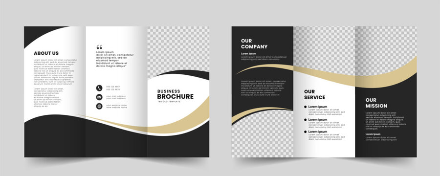 Corporate business trifold brochure template. Minimalist and creative tri fold brochure layout design. Vector