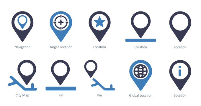 set of navigation icons as location navigation targe