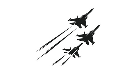 Three fighter jets soar through the sky leaving contrails in their wake a striking silhouette © AL-AMIN