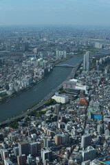 Fototapeta premium Sumida River and Tokyo cityscape viewed from Tokyo Skytree