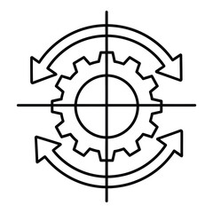 Gear icon with arrows in circular motion around cogwheel symbol icon