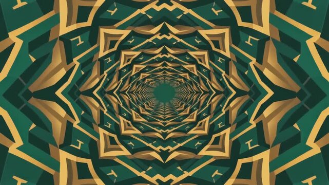 Green and gold abstract geometric art deco pattern design