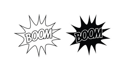 Two comic book style explosion speech bubbles displaying the word boom © Asif
