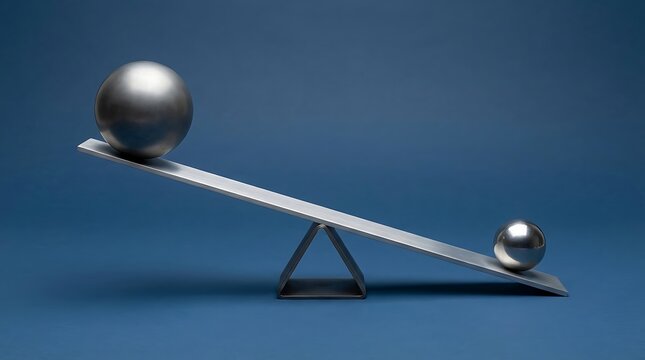 Balancing act with large and small metal spheres on teeter totter