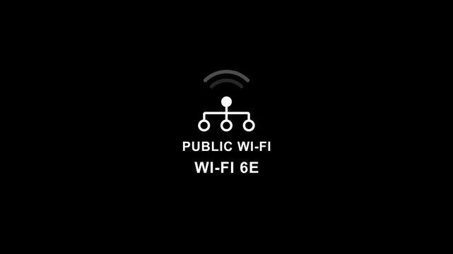 Public wi- fi network symbol wi- fi 6 e connectivity on black background public wi-fi 6e wireless network
