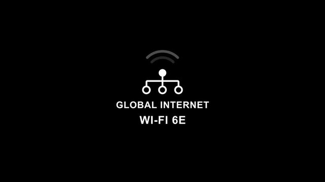 Global internet wi- fi 6 e network connection symbol on black background wi-fi 6e wireless technology
