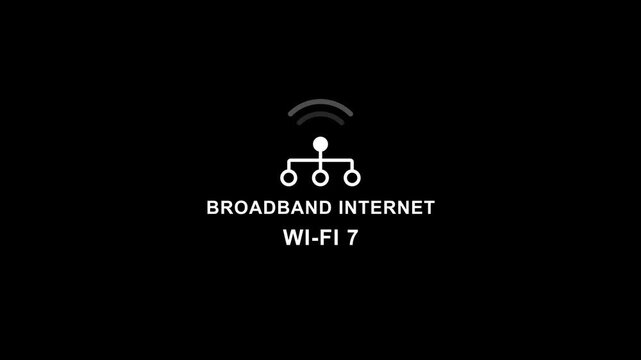 Broadband internet wi- fi 7 network connection symbol on black background wi-fi 7 wireless internet symbol