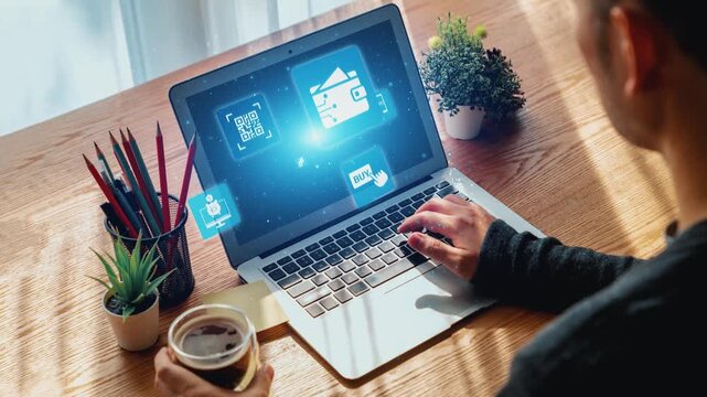 Digital wallet icons show mobile payment, digital wallet transfer, and online banking. Digital wallet supports secure payment, cashless transactions, and financial integration. Gist