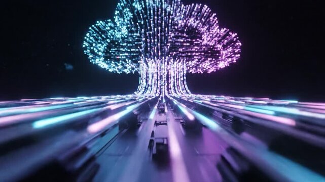 Digital cloud data transfer network communication technology abstract background