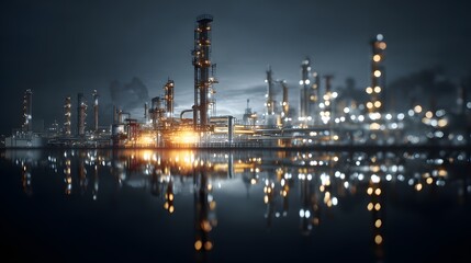 Fototapeta premium Global oil supply chain concept with cinematic industrial landscape