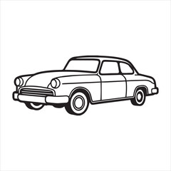 vintage car line art vector, old car outline vector graphic