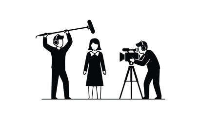 Film crew with cameraman and boom operator working together on set © ARSM D