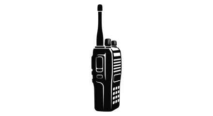 A striking black silhouette of a handheld walkie talkie showcasing communication technology silhouette high quality professional detailed © MIRAJ02