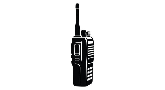 A striking black silhouette of a handheld walkie talkie showcasing communication technology silhouette high quality professional detailed