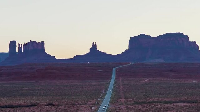 Sunset Over Monument Valley Buttes from Forest Gump Point Time-lapse