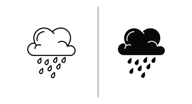 Rain cloud icons in outline and filled styles