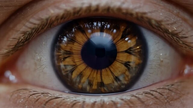 extreme close-ups of human eyes showcasing unique iris patterns and pupil responses.