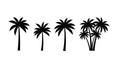 Obraz premium Set of black silhouettes of palm trees