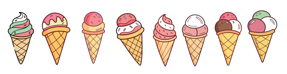  illustration of a sweet ice cream set with chocolate