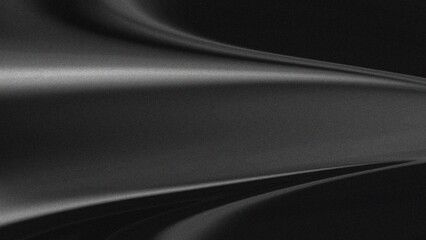 Dark black and silver metallic abstract background featuring sharp geometric fabric folds with grainy texture for luxury premium branding