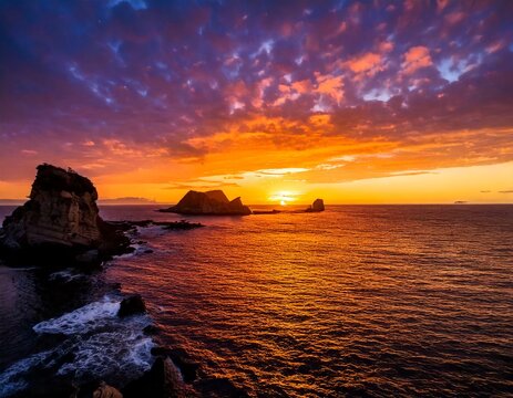 Dokdo Island at Sunset, East Sea Korea