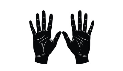 Obraz premium A pair of black gloves with palms facing inward and fingers spread apart