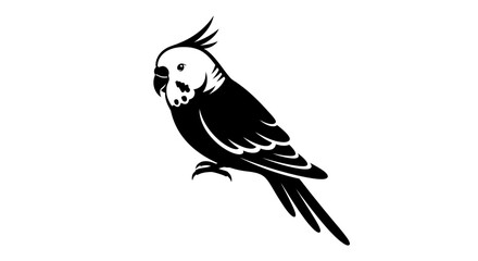 Fototapeta premium Black and White Silhouette of a Cockatiel Bird Perched