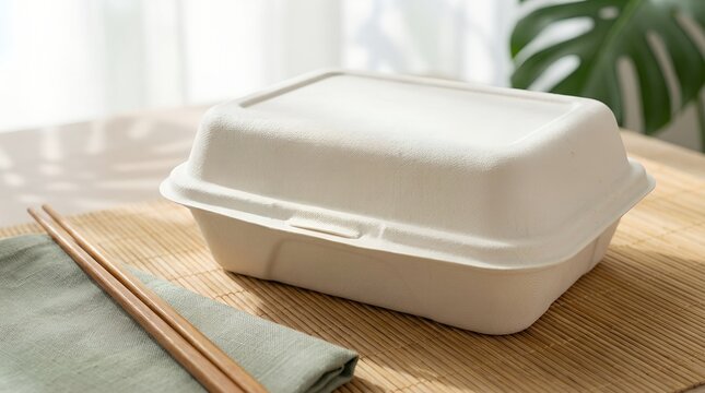 Blank Rectangular Sustainable Takeaway Food Container Mockup