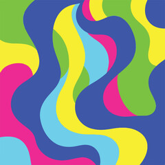 Colorful abstract artwork featuring overlapping curved shapes and vibrant colors