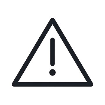 A black warning sign icon on a white background