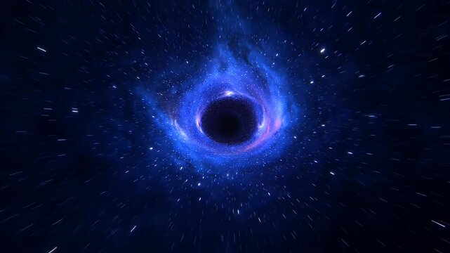 A captivating wormhole bends spacetime through a cosmic tunnel of light and stars
