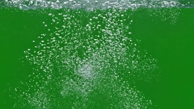 Green Screen water bubbles filled carbon dioxide and float upwards 4k 3d loop animation soda ocean air sea aqua bath soap liquid underwater drops drink splashes fizz waterdrop scene 1 with distortion