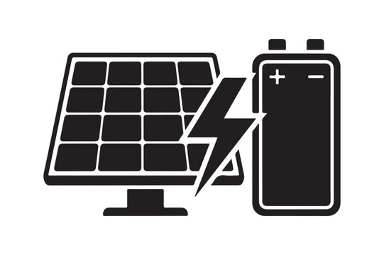Solar Panel Silhouette Vector Illustration Renewable Energy Icon