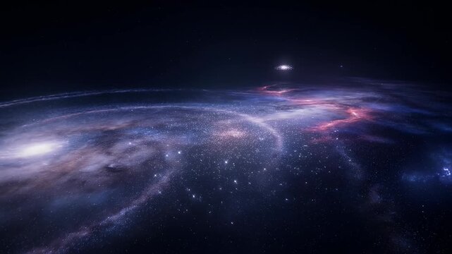 Breathtaking view of a vast, swirling galaxy with clusters of stars and cosmic dust