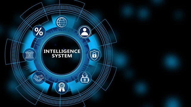 Digital intelligence system analytics interface with data monitoring dashboard technology concept futuristic platform 4K animation
