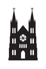 Fototapeta premium Gothic cathedral church building facade silhouette vector illustration