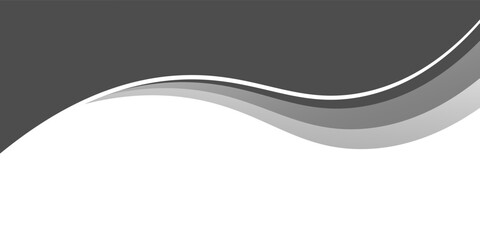 Fototapeta premium Minimalist black and gray wave vector design with smooth flowing curves at the bottom, transitioning into a clean white background. Ideal for banners, footers, or modern layouts. vector illustration