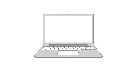 Fototapeta premium Modern silver portable laptop open on white background showing blank screen for business technology and web communication design