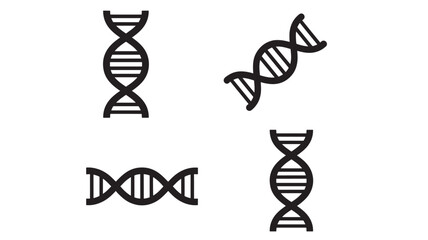 DNA helix icons with different orientations for genetic research and science. featuring deoxyribonucleic acid, gene, genetics with molecular biology
