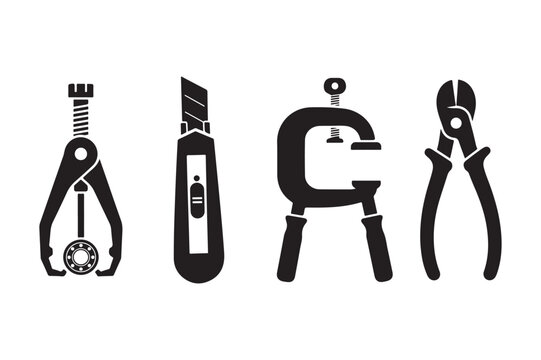 Mechanical Tools Silhouette Vector Illustration Isolated Icon